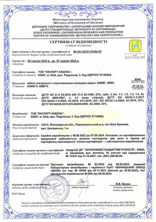 Expert Cable Certificate